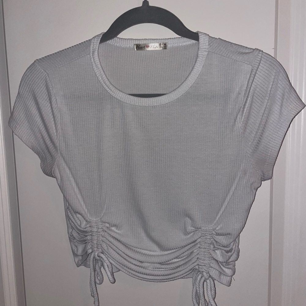 Women's White Ruched Top